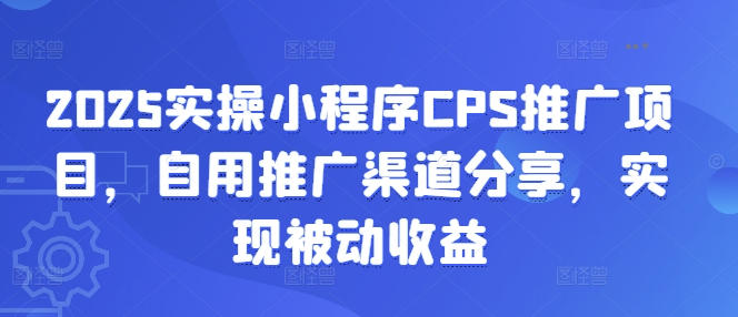 2025实操小程序CPS推广项目,自用推广渠道分享,实现被动收益-天娱网创