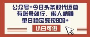 公众号+今日头条双代运营，有账号就行，单日稳定变现8张【揭秘】-天娱网创