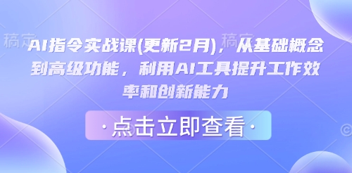 AI指令实战课(更新2月)，从基础概念到高级功能，利用AI工具提升工作效率和创新能力-天娱网创