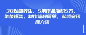 3D动画养生，5条作品涨粉5万，条条爆款，制作流程简单，私域变现能力强-天娱网创