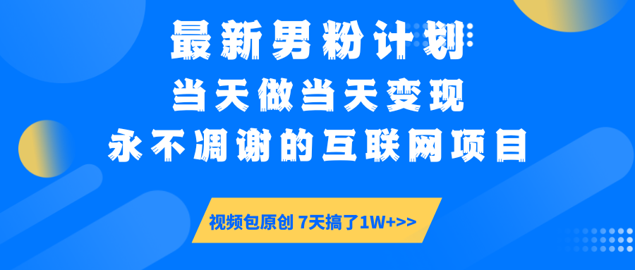 最新男粉计划6.0玩法，永不凋谢的互联网项目 当天做当天变现，视频包原…-天娱网创