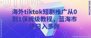 海外tiktok短剧推广从0到1保姆级教程，蓝海市场日入多张-天娱网创
