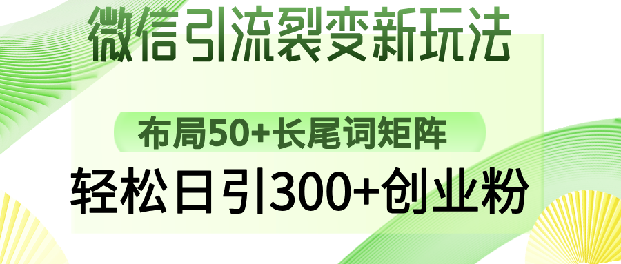微信引流裂变新玩法：布局50+长尾词矩阵，轻松日引300+创业粉-天娱网创