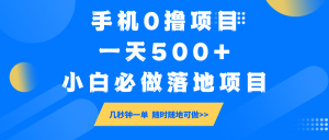 手机0撸项目，一天500+，小白必做落地项目 几秒钟一单，随时随地可做-天娱网创