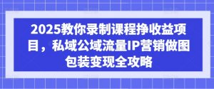 2025教你录制课程挣收益项目，私域公域流量IP营销做图包装变现全攻略-天娱网创