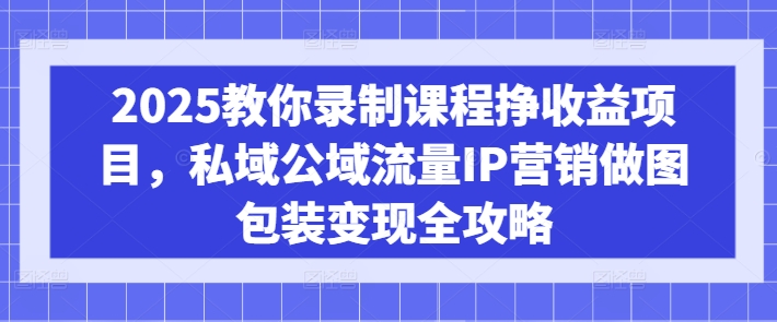 2025教你录制课程挣收益项目，私域公域流量IP营销做图包装变现全攻略-天娱网创