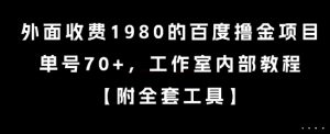 外面收费1980的百度撸金项目，单号70+，工作室内部教程【揭秘】-天娱网创