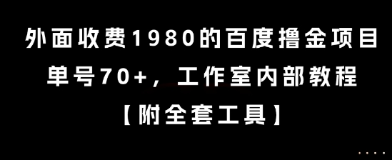 外面收费1980的百度撸金项目，单号70+，工作室内部教程【揭秘】-天娱网创