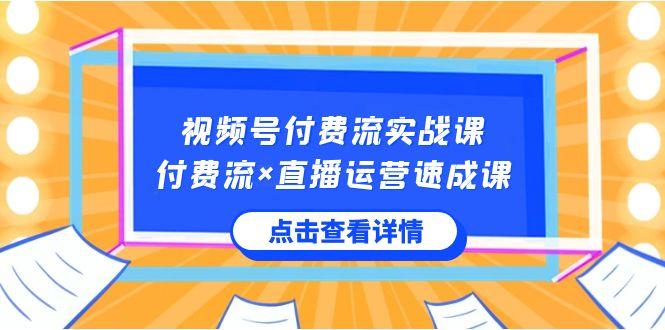 视频号付费流实战课，付费流×直播运营速成课，让你快速掌握视频号核心运营技能-天娱网创