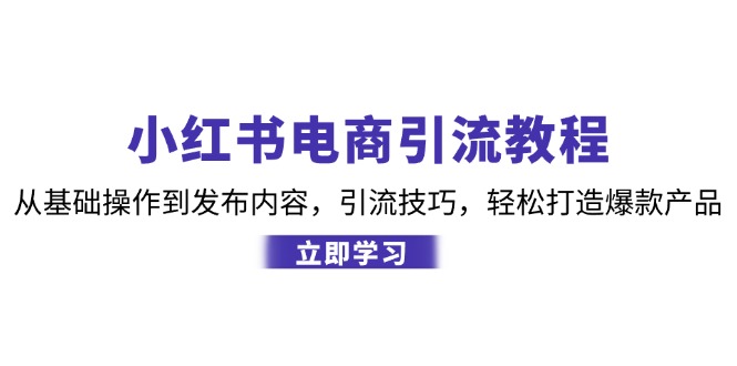 小红书电商引流教程:从基础操作到发布内容,引流技巧,轻松打造爆款产品-天娱网创