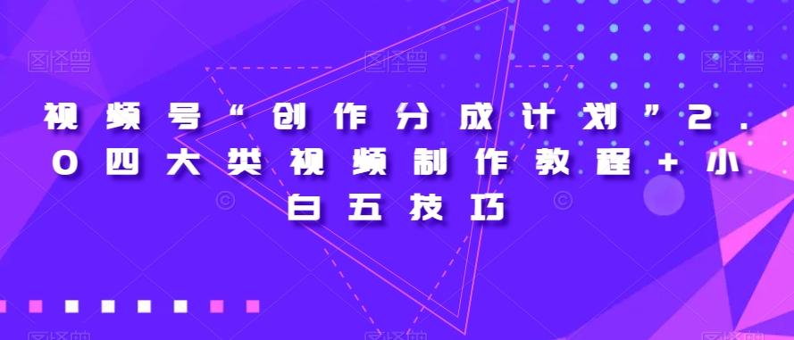 视频号“创作分成计划”2.0四大类视频制作教程+小白五技巧【揭秘】-天娱网创