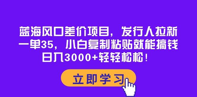 蓝海风口差价项目，发行人拉新，一单35，小白复制粘贴就能搞钱！日入30…-天娱网创