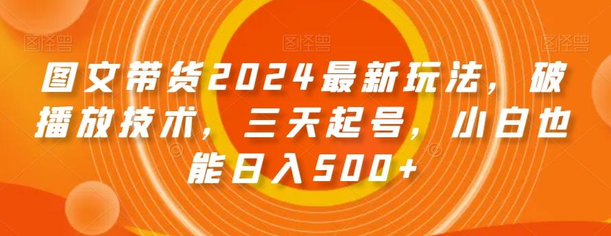 图文带货2024最新玩法，破播放技术，三天起号，小白也能日入500+【揭秘】-天娱网创