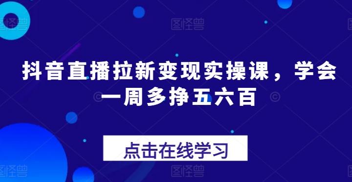抖音直播拉新变现实操课，学会一周多挣五六百-天娱网创