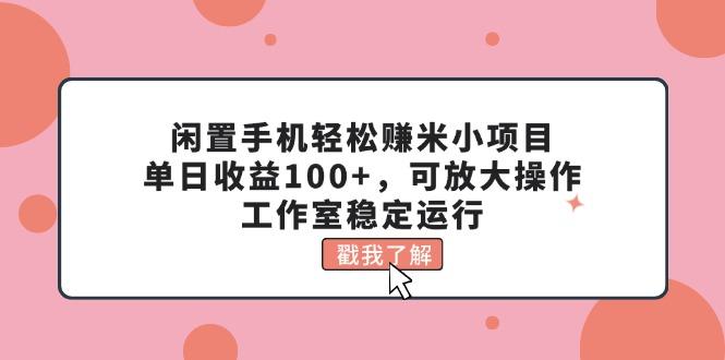 闲置手机轻松赚米小项目，单日收益100+，可放大操作，工作室稳定运行-天娱网创