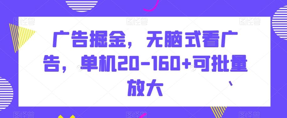广告掘金，无脑式看广告，单机20-160+可批量放大【揭秘】-天娱网创