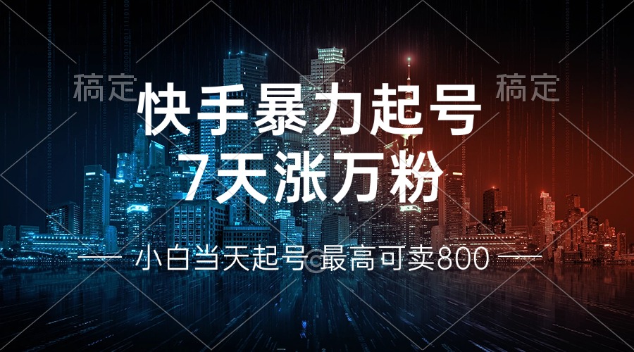 快手暴力起号，7天涨万粉，小白当天起号 多种变现方式，账号回收，单月...-天娱网创