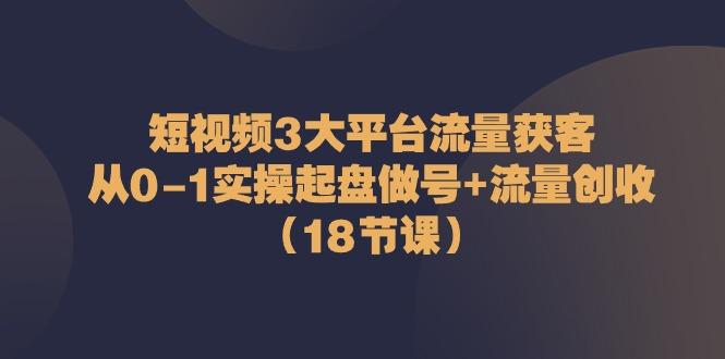 短视频3大平台流量获客：从0-1实操起盘做号+流量创收(18节课)-天娱网创
