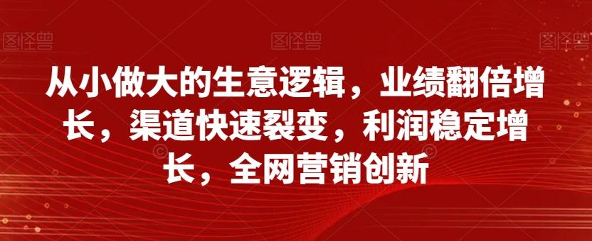 从小做大的生意逻辑，业绩翻倍增长，渠道快速裂变，利润稳定增长，全网营销创新-天娱网创