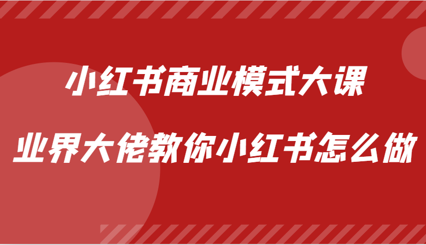 小红书商业模式大课，业界大佬教你小红书怎么做【视频课】-天娱网创