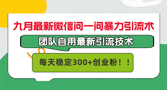 九月最新微信问一问暴力引流术，团队自用引流术，每天稳定300+创...-天娱网创