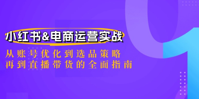 小红书&电商运营实战：从账号优化到选品策略，再到直播带货的全面指南-天娱网创