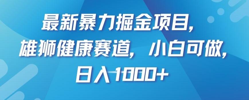 最新暴力掘金项目，雄狮健康赛道，小白可做，日入1000+【揭秘】-天娱网创