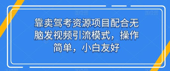 靠卖驾考资源项目配合无脑发视频引流模式，操作简单，小白友好【揭秘】-天娱网创