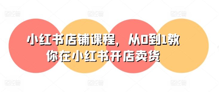 小红书店铺课程，从0到1教你在小红书开店卖货-天娱网创