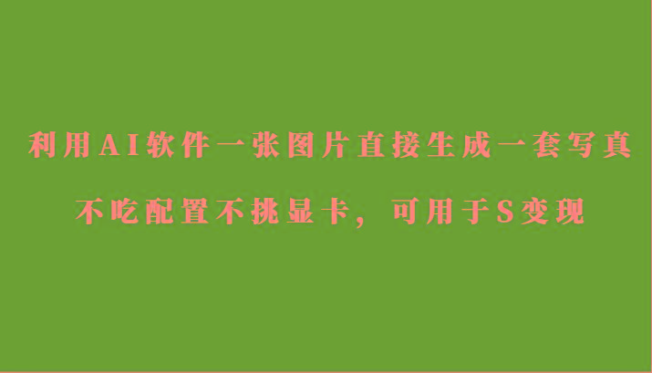 利用AI软件只需一张图片直接生成一套写真，不吃配置不挑显卡，可用于S变现-天娱网创