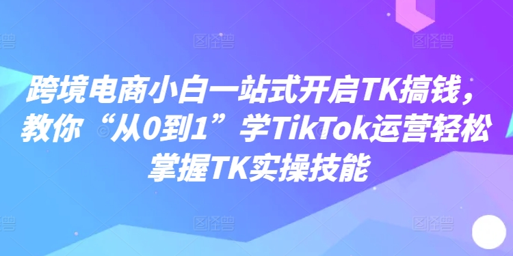 跨境电商小白一站式开启TK搞钱，教你“从0到1”学TikTok运营轻松掌握TK实操技能-天娱网创