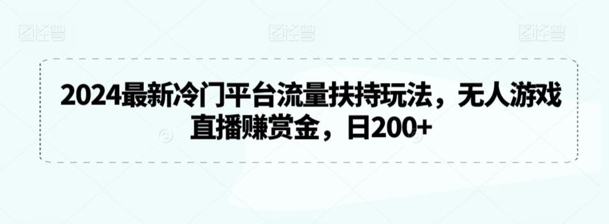2024最新冷门平台流量扶持玩法，无人游戏直播赚赏金，日200+【揭秘】-天娱网创