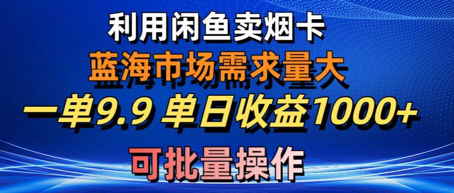 利用咸鱼卖烟卡，蓝海市场需求量大，一单9.9单日收益1000+，可批量操作-天娱网创