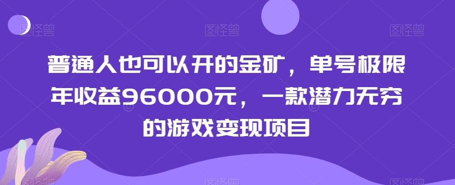 普通人也可以开的金矿，单号极限年收益96000元，一款潜力无穷的游戏变现项目【揭秘】-天娱网创