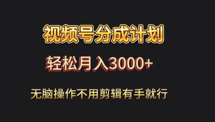 视频号流量分成，不用剪辑，有手就行，轻松月入2000+-天娱网创