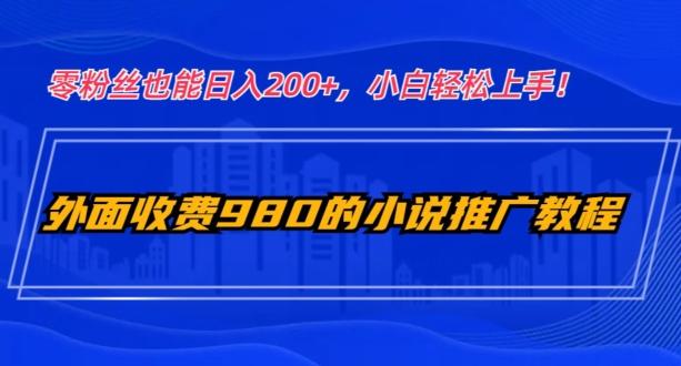 外面收费980的小说推广教程：零粉丝也能日入200+，小白轻松上手！-天娱网创