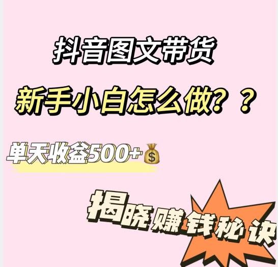 抖音图文带货，新手小白怎么做？单天收益500+【揭秘赚钱秘诀】-天娱网创