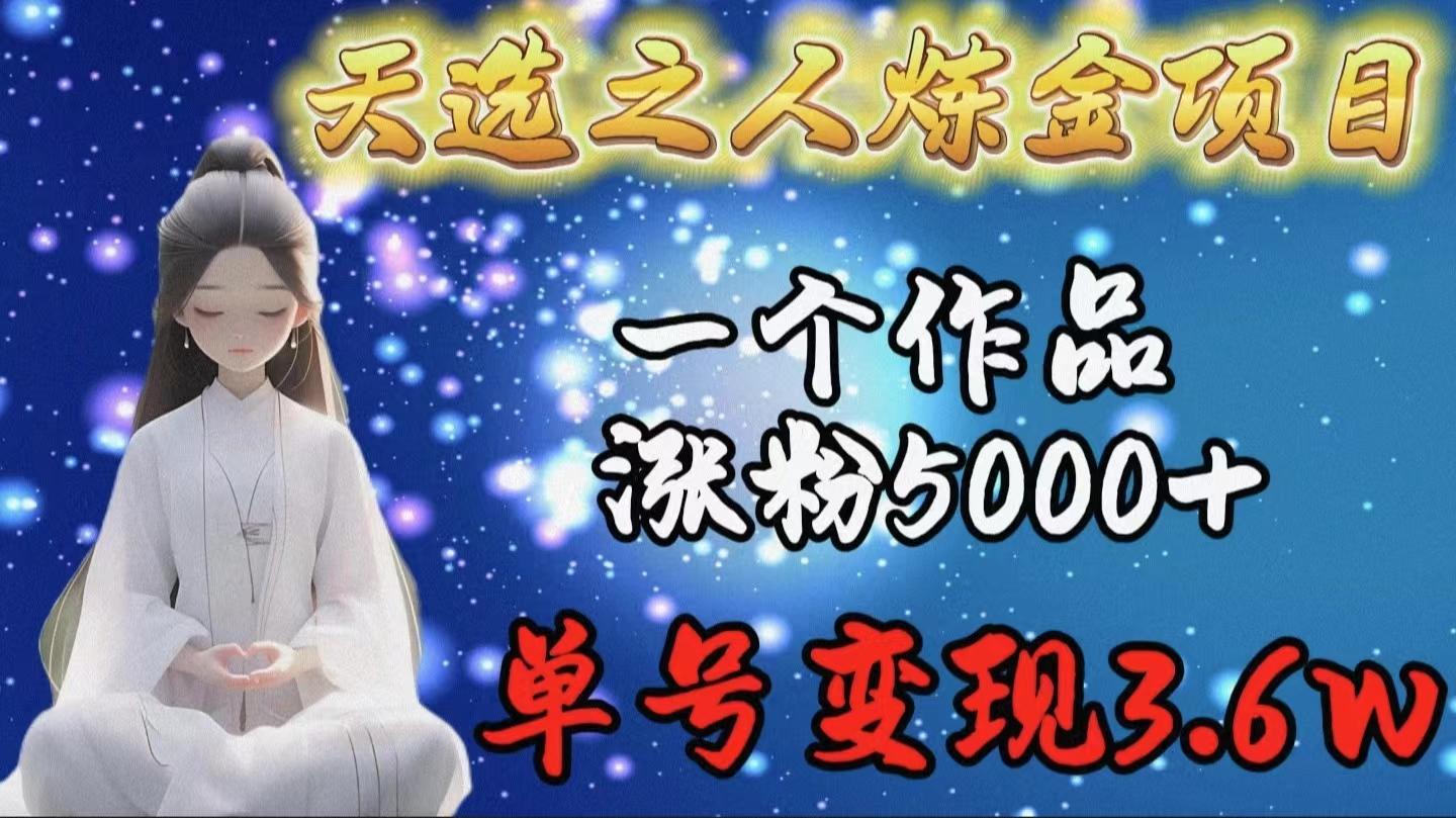 (9693期)天选之人炼金项目，一个作品涨粉5000+，单号变现3.6w-天娱网创