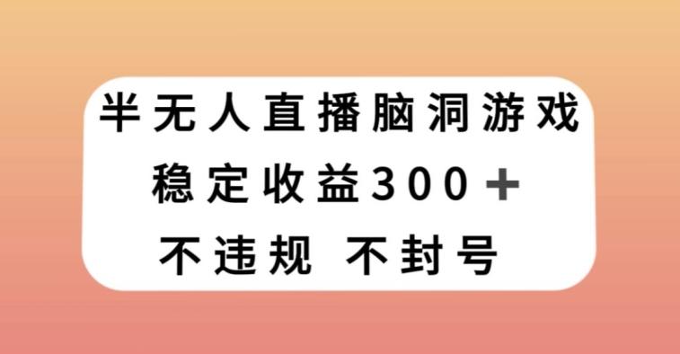 半无人直播脑洞小游戏，每天收入300+，保姆式教学小白轻松上手【揭秘】-天娱网创