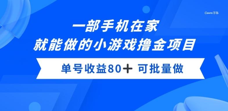 一部手机，在家就能做的小游戏撸金项目，单号收益80+-天娱网创