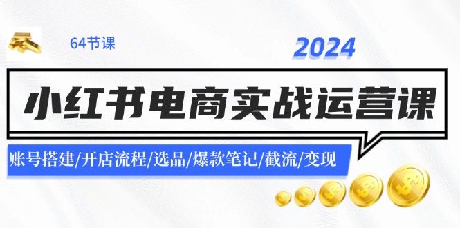 2024小红书电商实战运营课：账号搭建/开店流程/选品/爆款笔记/截流/变现-天娱网创