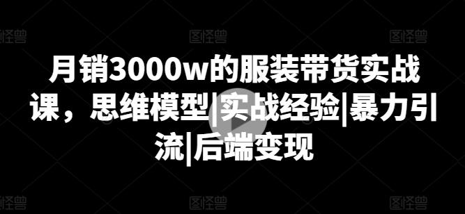月销3000w的服装带货实战课，思维模型|实战经验|暴力引流|后端变现-天娱网创