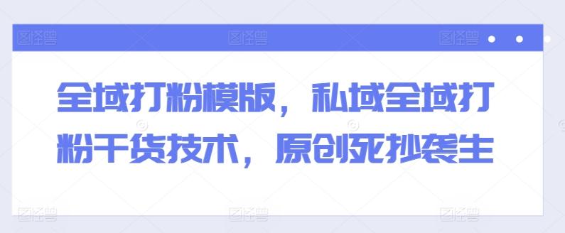 全域打粉模版，私域全域打粉干货技术，原创死抄袭生-天娱网创