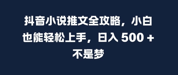 抖音小说推文全攻略，小白也能轻松上手，日入 5张+ 不是梦【揭秘】-天娱网创