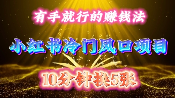 每天 10 分钟，小红书冷门风口项目开启，有手就行的搬运赚钱法，小白日入500 +【揭秘】-天娱网创