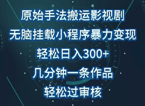 原始手法影视搬运，无脑搬运影视剧，单日收入300+，操作简单，几分钟生成一条视频，轻松过审核【揭秘】-天娱网创