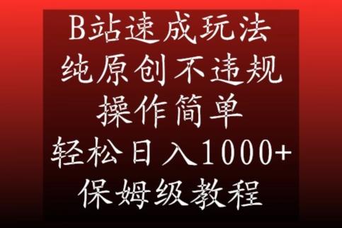 B站速成玩法，纯原创不违规，操作简单，轻松日入1000+，保姆级教程【揭秘】-天娱网创