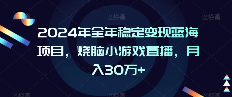 2024年全年稳定变现蓝海项目，烧脑小游戏直播，月入30万+【揭秘】-天娱网创