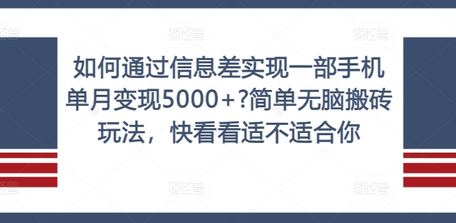 如何通过信息差实现一部手机单月变现5000+?简单无脑搬砖玩法，快看看适不适合你【揭秘】-天娱网创