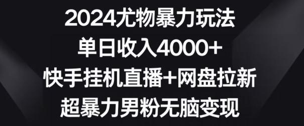 2024尤物暴力玩法，单日收入4000+，快手挂机直播+网盘拉新，超暴力男粉无脑变现【揭秘】-天娱网创
